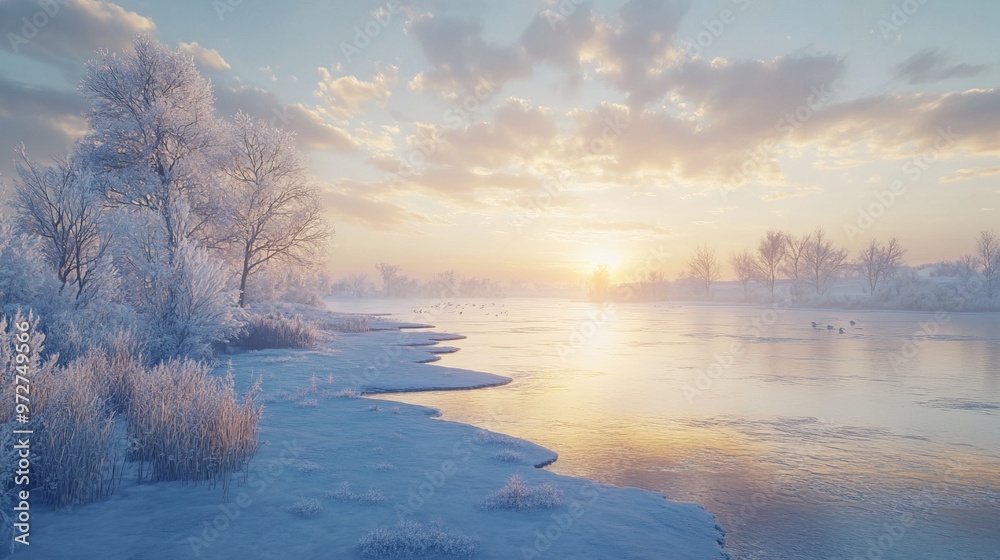 Frozen lakes in winter, where the ice glows under the soft light of day, create a stunning and tranquil landscape, perfect for winter photography. 4K hyperrealistic. Frozen lakes in winter, where the ice glows under the soft light of day, create a stunning and tranquil landscape, perfect for winter photography. 4K hyperrealistic.