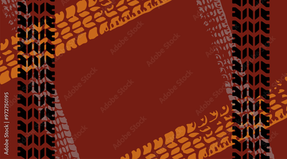custom made wallpaper toronto digitalGrunge car tire marks on dark red background, template for business card with copy space. Vector illustration.