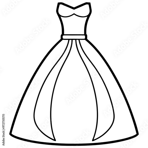 bridal dress outline coloring book page line art drawing