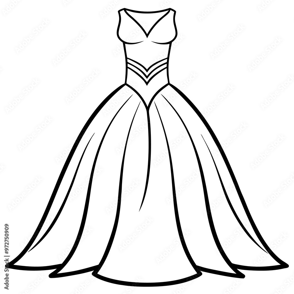 bridal dress outline coloring book page line art drawing bridal dress outline coloring book page line art drawing