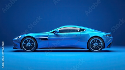 A stylish blue sports car parked in front of a solid blue background, representing speed and luxury.