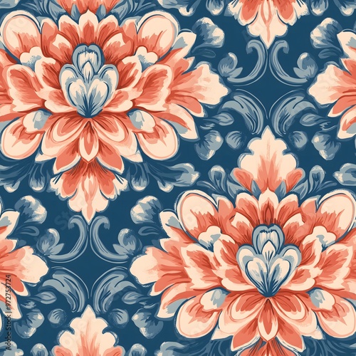 Vintage seamless floral pattern with blooming flowers and delicate leaves, perfect for wallpaper or fabric design