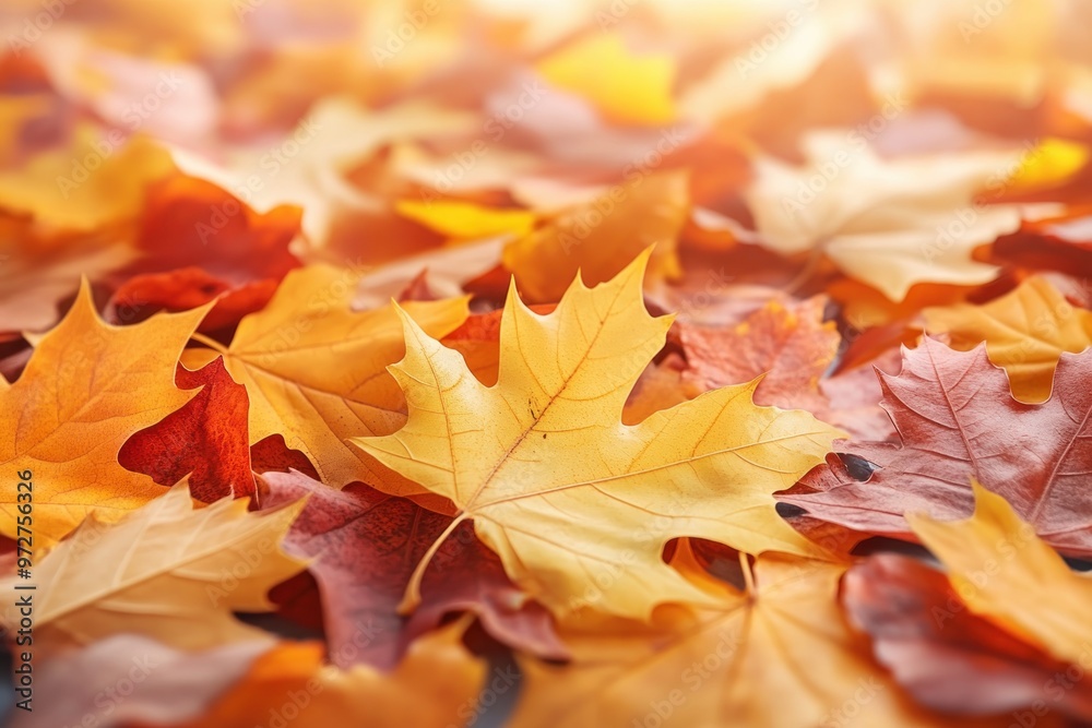Fototapeta premium Vibrant Autumn Leaves Create a Colorful Backdrop for a Romantic Fall Picnic, Perfect for a Couple's Day Out, Enjoying the Beauty of Nature in Autumn