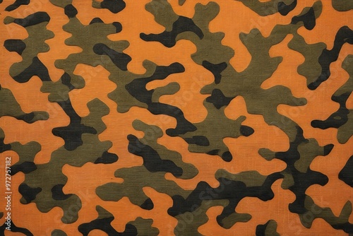 Orange military camouflage texture textile pattern background. Army-inspired design for uniforms and outdoor gear.