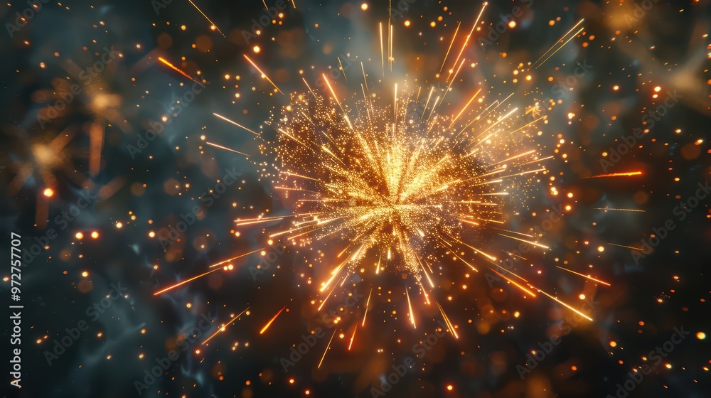 Vibrant explosion of fireworks displaying brilliant sparks and colors against a dark background, perfect for celebration themes. Vibrant explosion of fireworks displaying brilliant sparks and colors against a dark background, perfect for celebration themes.