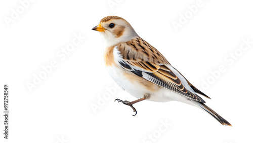 Charming Snow Bunting Bird Perched, Elegant and Pristine, Isolated on transparent background