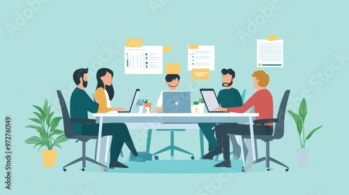 Team of diverse professionals having a meeting in an office