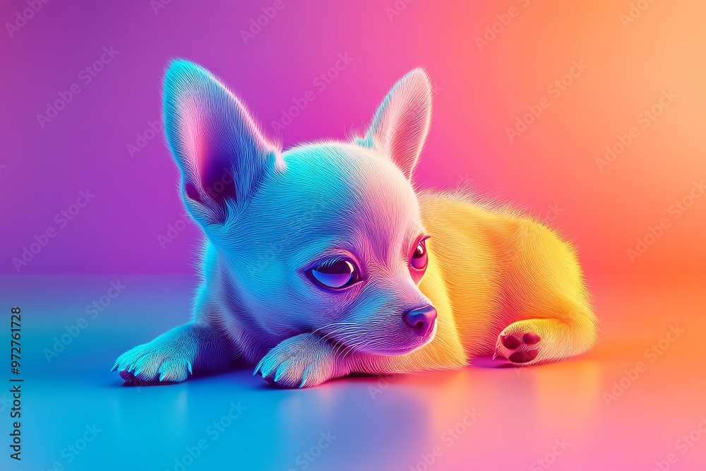 Stock 3D character of a chihuahua dog over a pastel backdrop. Stock 3D character of a chihuahua dog over a pastel backdrop.