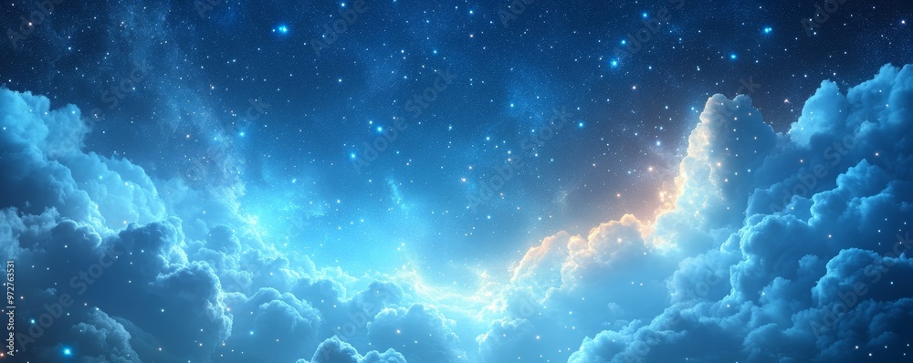 Whimsical Starry Night Sky Background with Soft Clouds - Dreamy Fantasy Backdrop for Children's Stories Whimsical Starry Night Sky Background with Soft Clouds - Dreamy Fantasy Backdrop for Children's Stories