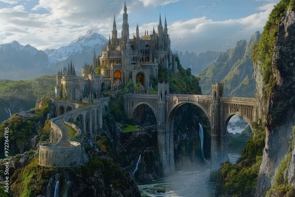 Fototapeta premium The kingdom is filled with castles, knights, dragons, and dragons. Stock photos available.