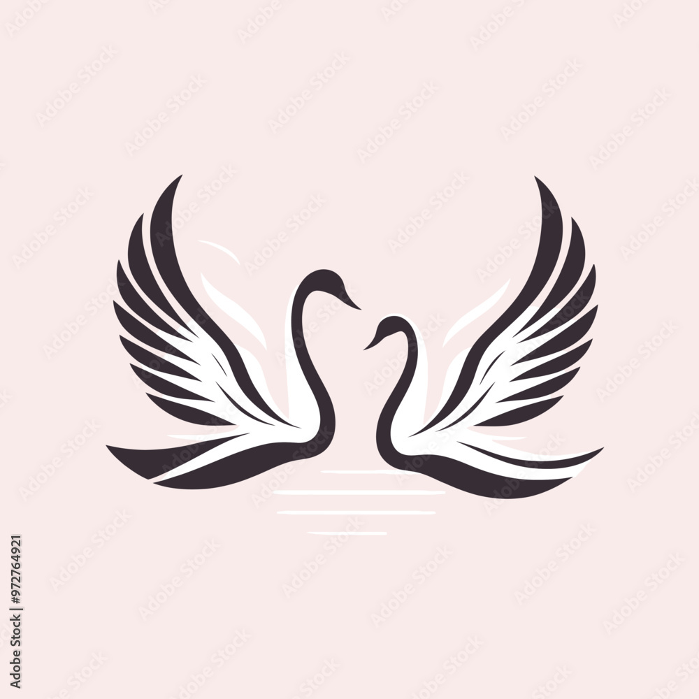 Fototapeta premium minimalistic design of two stylized birds and animals