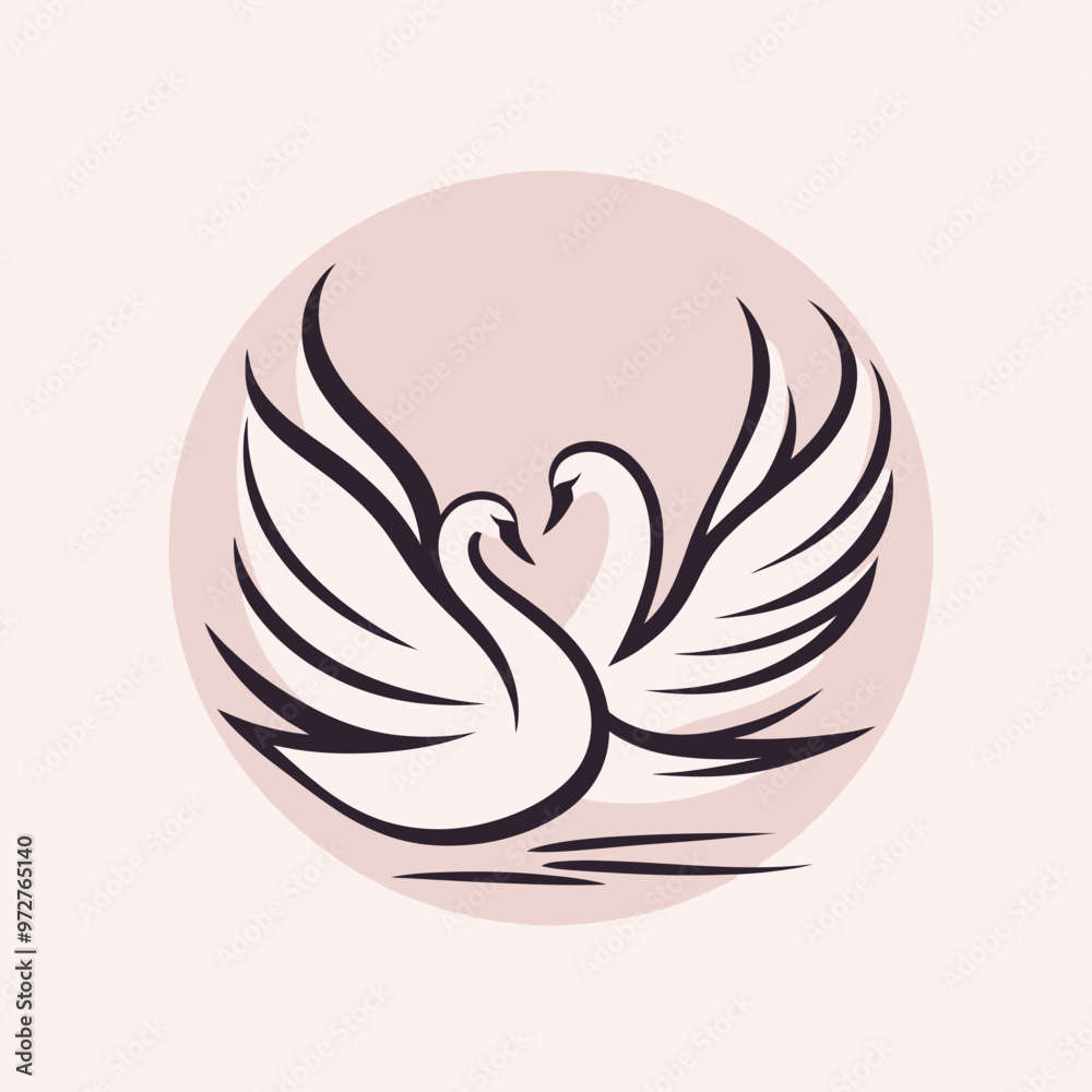 Fototapeta premium minimalistic design of two stylized birds and animals