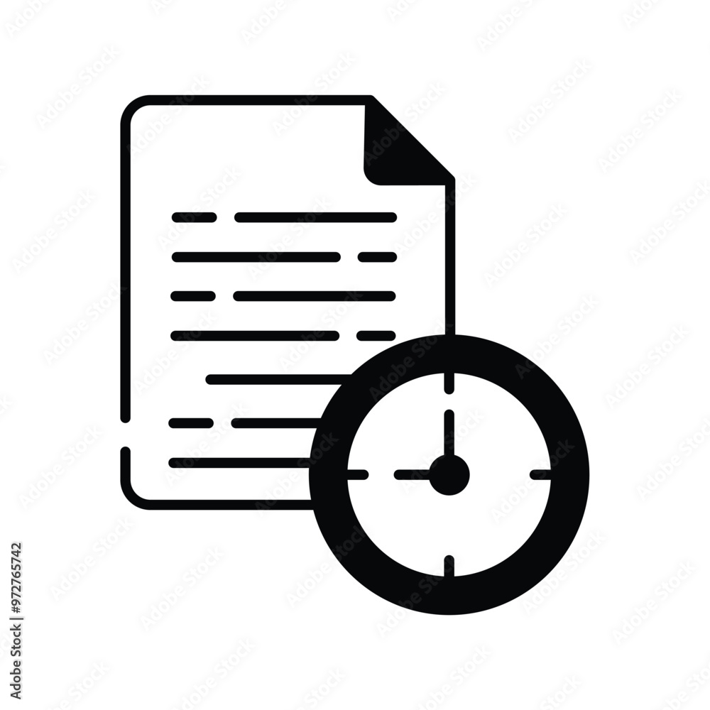 clock glyph icon with white background vector stock illustration clock glyph icon with white background vector stock illustration