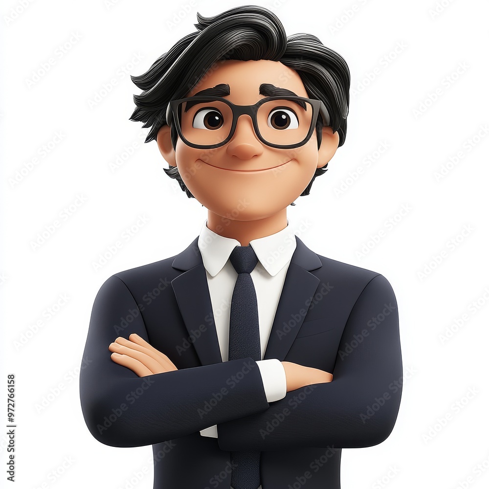 Icon avatar cartoon character looking at camera. Transparent png background. Stock.