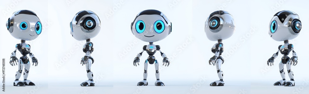 The stock image consists of a collection of little cute robots on a transparent background The stock image consists of a collection of little cute robots on a transparent background