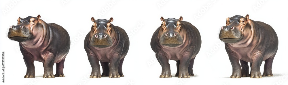 Naklejka premium Animated hippo with transparent background and generative AI