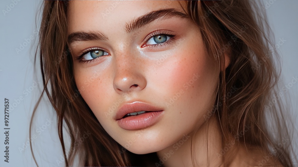 A no-makeup makeup look, featuring a model with perfectly blended, barely-there makeup, achieving a fresh and natural appearance A no-makeup makeup look, featuring a model with perfectly blended, barely-there makeup, achieving a fresh and natural appearance