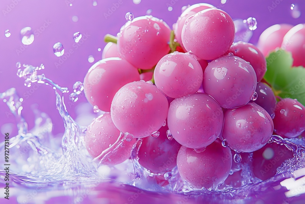 a close up of bunches of purple grapes in a water droplet effect with a water splash background. a close up of bunches of purple grapes in a water droplet effect with a water splash background.