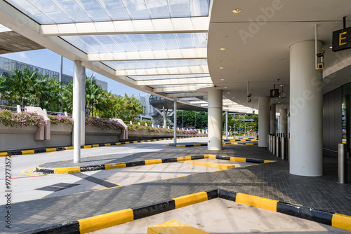 Bus on a parking lot at airport terminal. Singapore