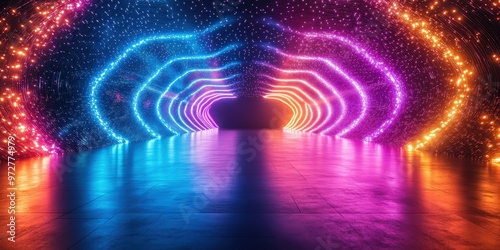 Vibrant Abstract Tunnel with Colorful Lights