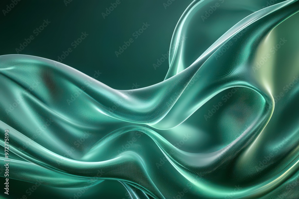 Obraz premium Abstract flowing fabric with a green hue, creating a sense of movement and elegance.