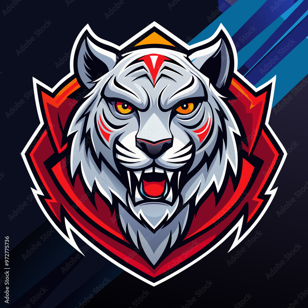 Fototapeta premium White tiger mascot for sports and esports vector logo