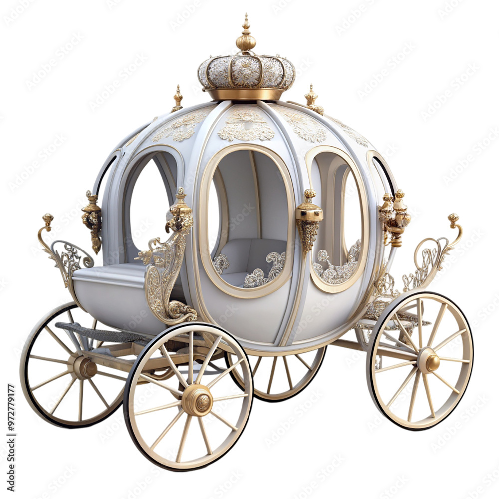 Naklejka premium Tale fairy carriage cinderella classic coach cut Isolated on transparent background.