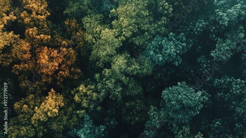 Heatmap of a forest canopy, with warmer tones showing areas of dense vegetation and cooler hues in the clearings and open spaces. 4K hyperrealistic photo. photo