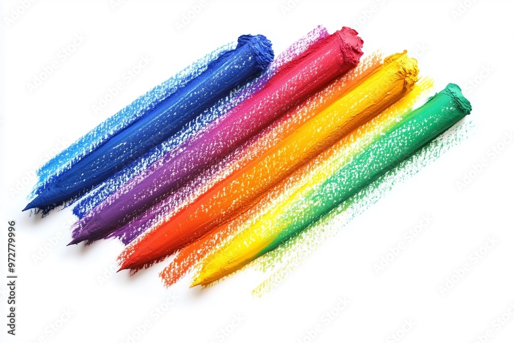 Fototapeta premium Rainbow colored drawn colorful isolated on white background