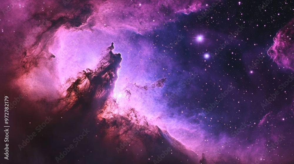 A stunning nebula with vibrant colors and a star cluster. A stunning nebula with vibrant colors and a star cluster.
