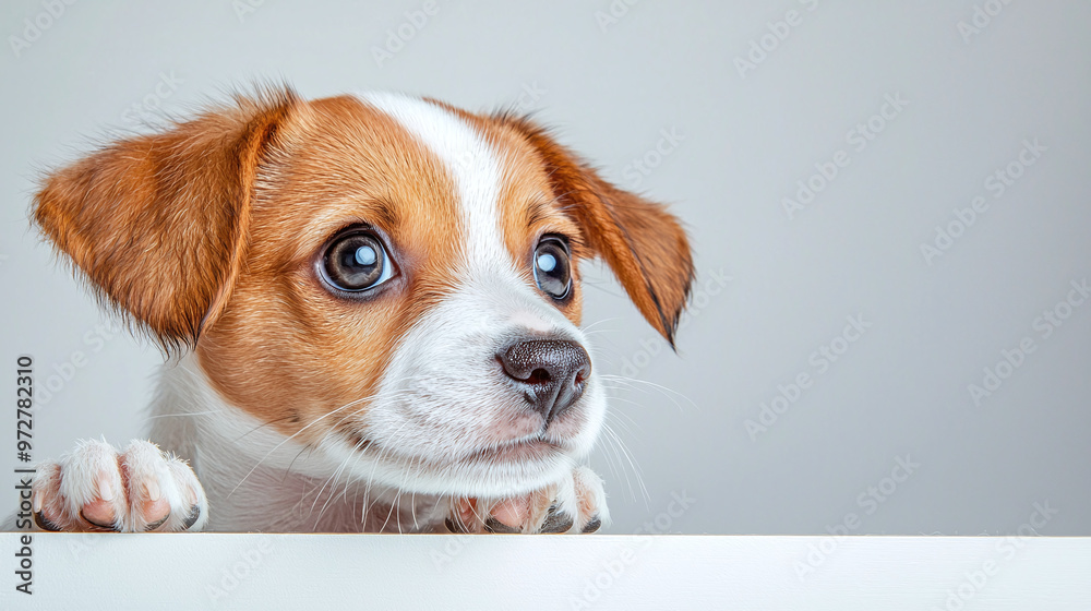a mixed-breed puppy with a small cast on its front paw, looking curiously a mixed-breed puppy with a small cast on its front paw, looking curiously