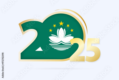 Year 2025 with Macau Flag pattern. photo