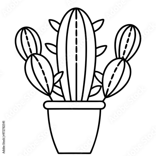 cactus repeat outline coloring book page line art drawing