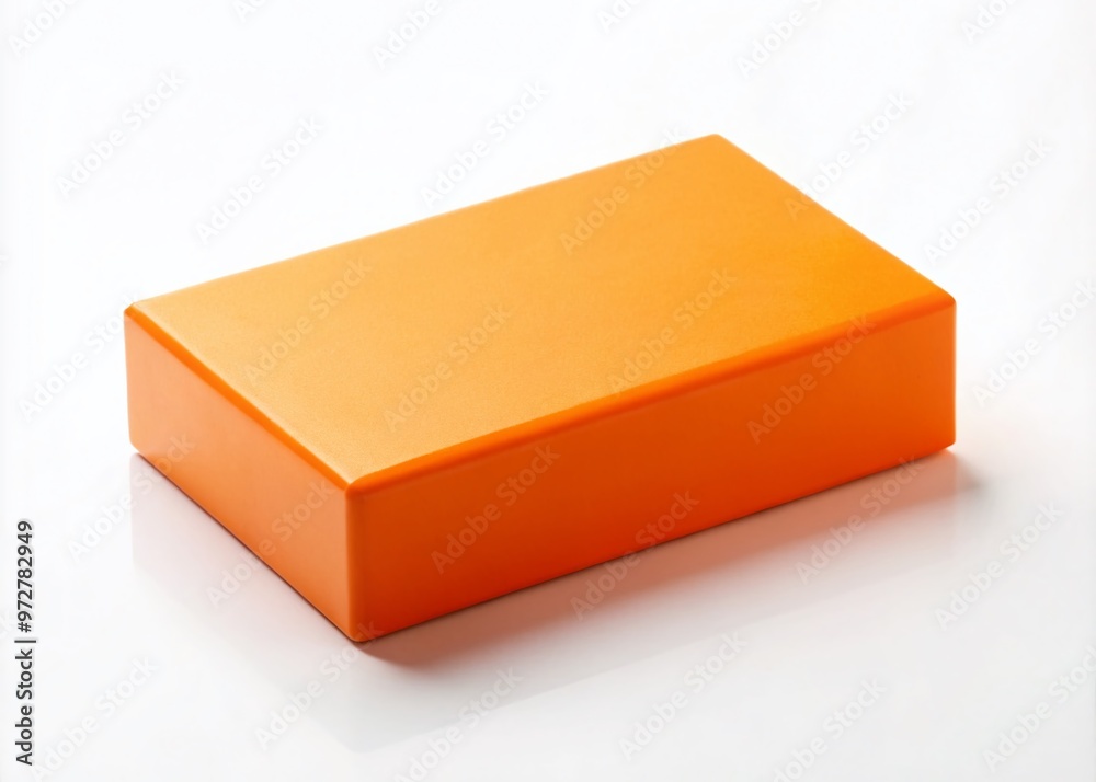 Vibrant orange rectangular block stands alone on a crisp white background, creating a bold and striking visual contrast Vibrant orange rectangular block stands alone on a crisp white background, creating a bold and striking visual contrast