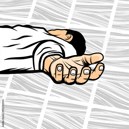 unidentified male corpse lying on the floor vector illustration