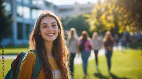 Happy Student Having Fun with Friends in a Vibrant Outdoor Environment