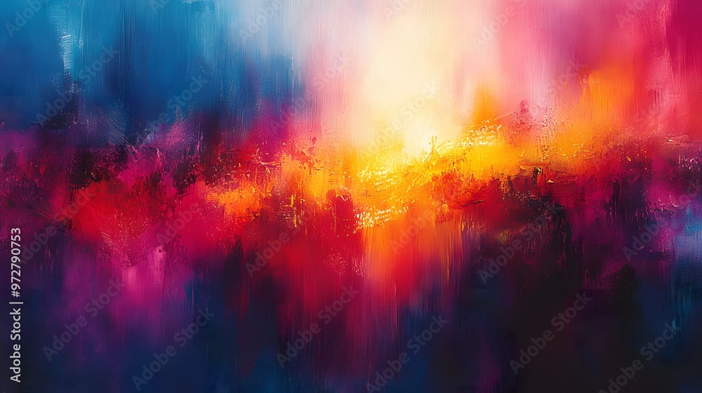 Fototapeta premium An abstract watercolor design with bold strokes and the Hebrew phrase Shanah Tovah in the middle, radiating positive energy.
