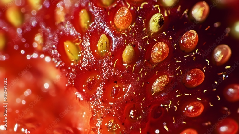 Vibrant Strawberry Macro Revealing Intricate Fruit Structure and Texture Vibrant Strawberry Macro Revealing Intricate Fruit Structure and Texture