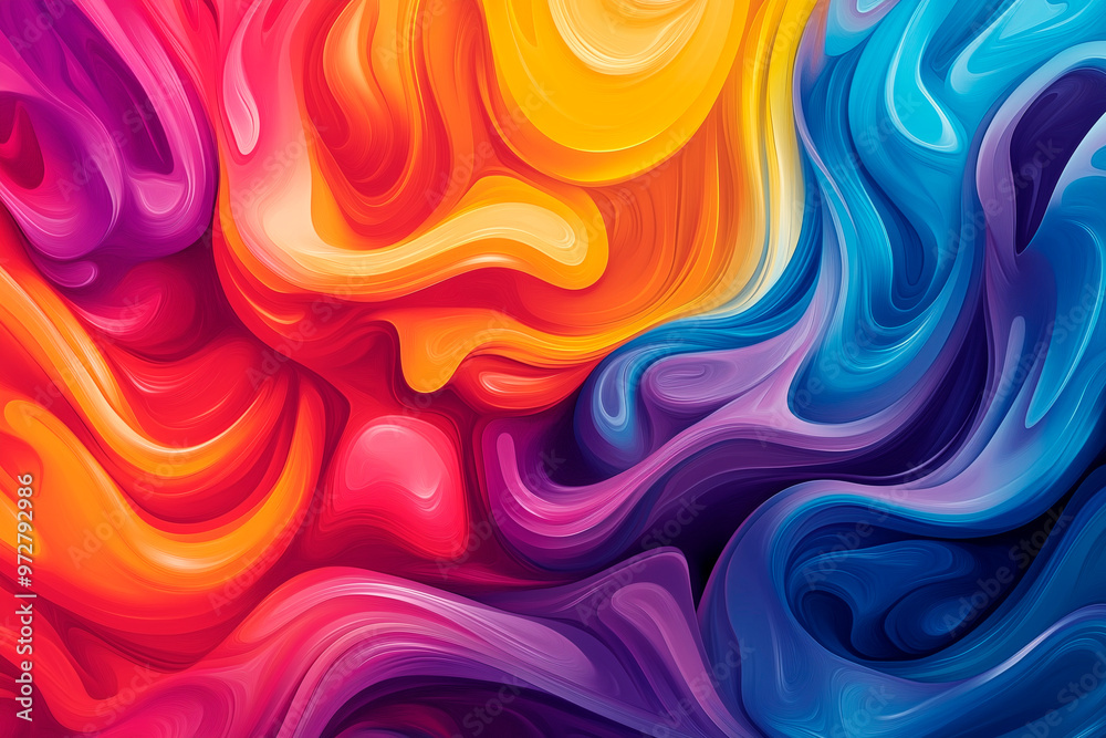 Fototapeta premium Brushwaves of colored paint, vibrant colorful background