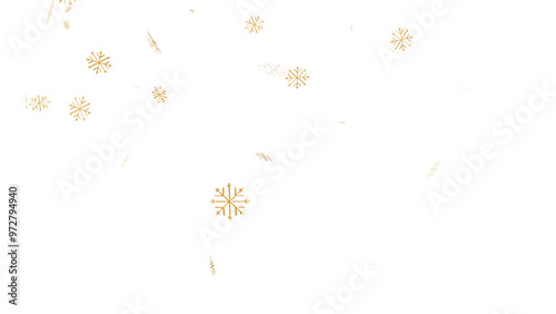 snowflakes golden of christmas transparent png or isolated background, snowflake particle or christmas poster element. 