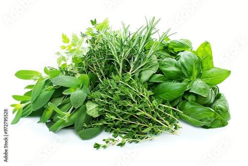 A fresh Fines herbes and Fines herbes Power isolated on white