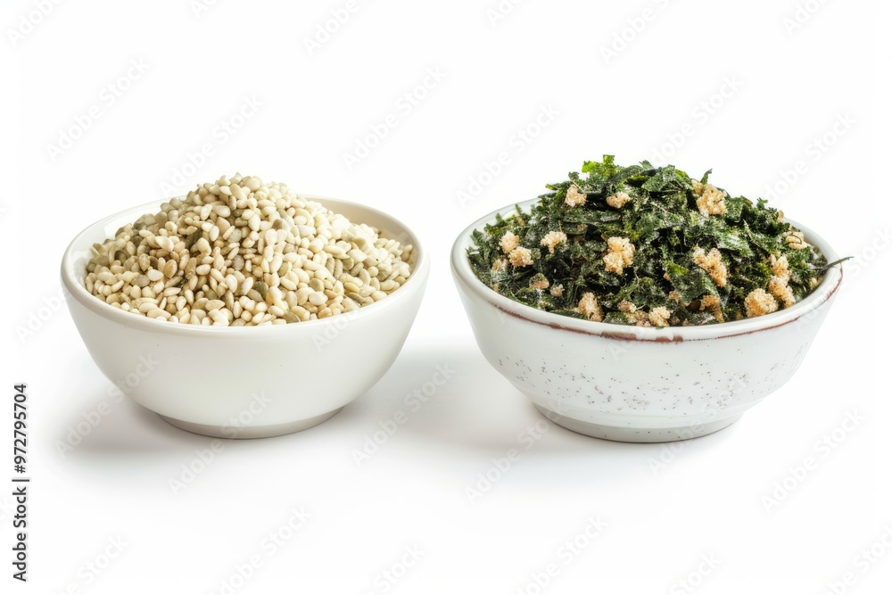 A fresh Furikake and Furikake Power isolated on white A fresh Furikake and Furikake Power isolated on white