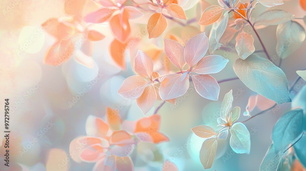 Softly glowing pastel flora Illustrate or photograph flora with a softly glowing effect, using pastel colors such as light peach, mint green, and pale lavender. Focus on creating a gentle glow around Softly glowing pastel flora Illustrate or photograph flora with a softly glowing effect, using pastel colors such as light peach, mint green, and pale lavender. Focus on creating a gentle glow around