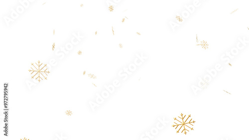 snowflakes golden of christmas transparent png or isolated background, snowflake particle or christmas poster element. 