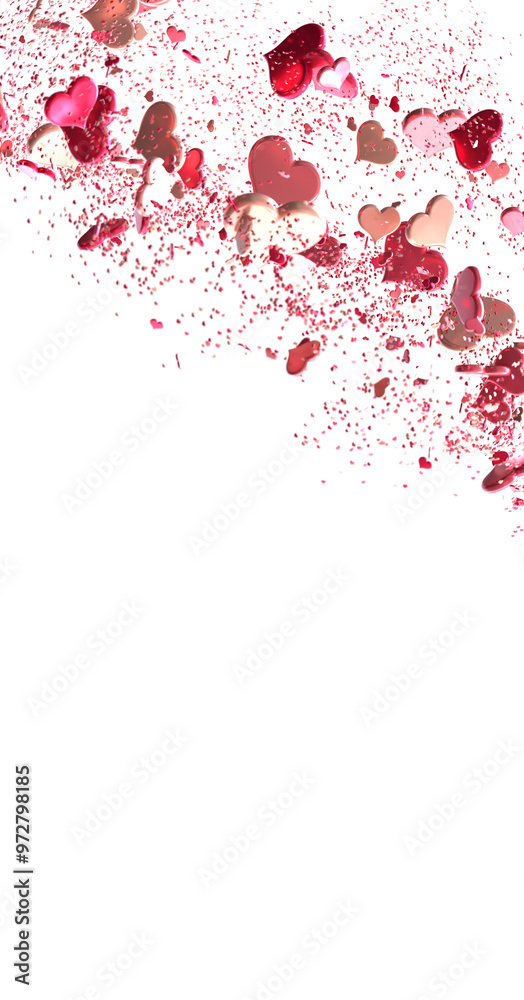 Falling red and pink hearts isolated on transparent background. Valentine’s day design Falling red and pink hearts isolated on transparent background. Valentine’s day design
