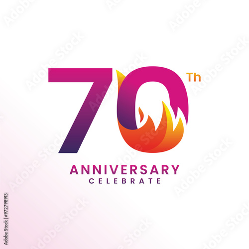 70 Th Anniversary Celebration Number Vector Design Collection