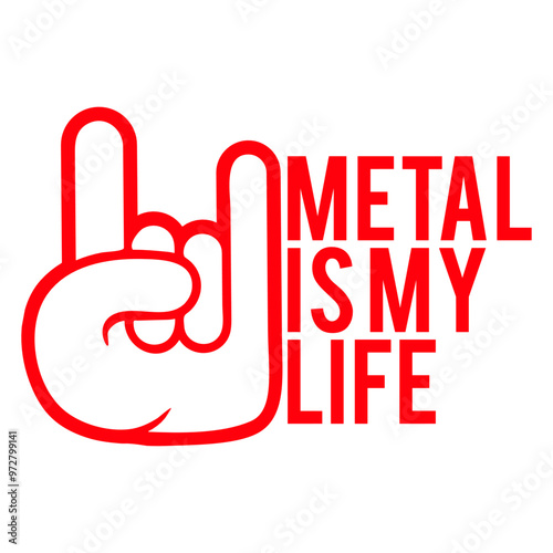 Heavy Metal Is My Life Hard Rock Music Text Quote Design Lover Art Vector Illustration Card T-Shirt Poster Sticker Graphic Print Decorative Drawing Isolated Logo Decoration Symbol Creative Cool Style
