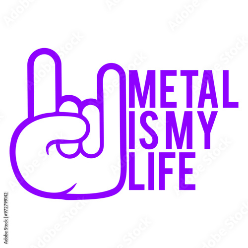 Heavy Metal Is My Life Hard Rock Music Text Quote Design Lover Art Vector Illustration Card T-Shirt Poster Sticker Graphic Print Decorative Drawing Isolated Logo Decoration Symbol Creative Cool Style
