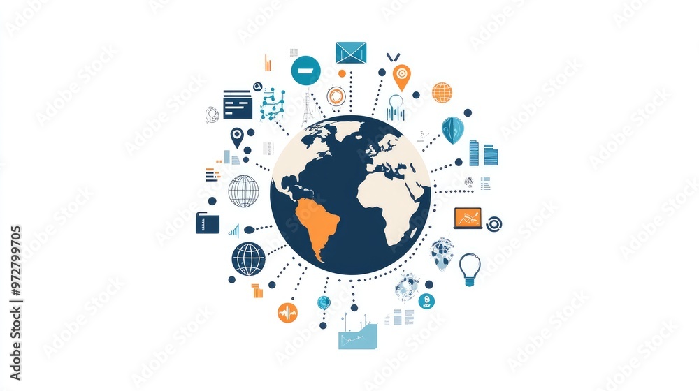 globes with business icons, AI globes with business icons, AI