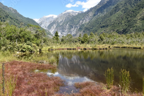 Hiking in the magical landscapes around the Franz Josef Glacier in Westland Tai Poutini National Park, New Zealand